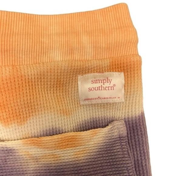 Simply Southern Tie Dye Waffle Knit Lounge Beach Shorts Peach Purple Blue Sz M - Picture 5 of 14